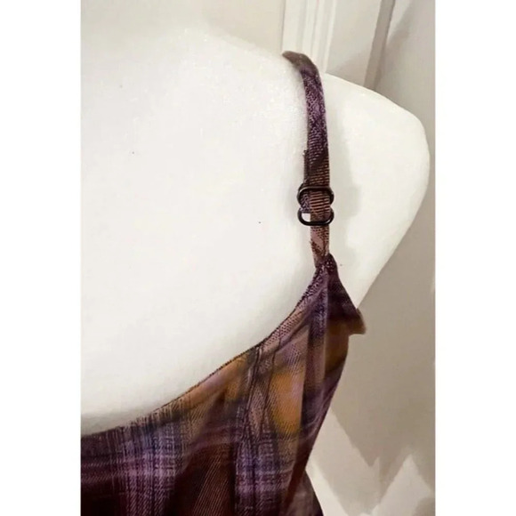 SIZE‎ M Urban Outfitters KEYA Plaid Purple Yellow Hook & Eye Mini Dress - Picture 4 of 10